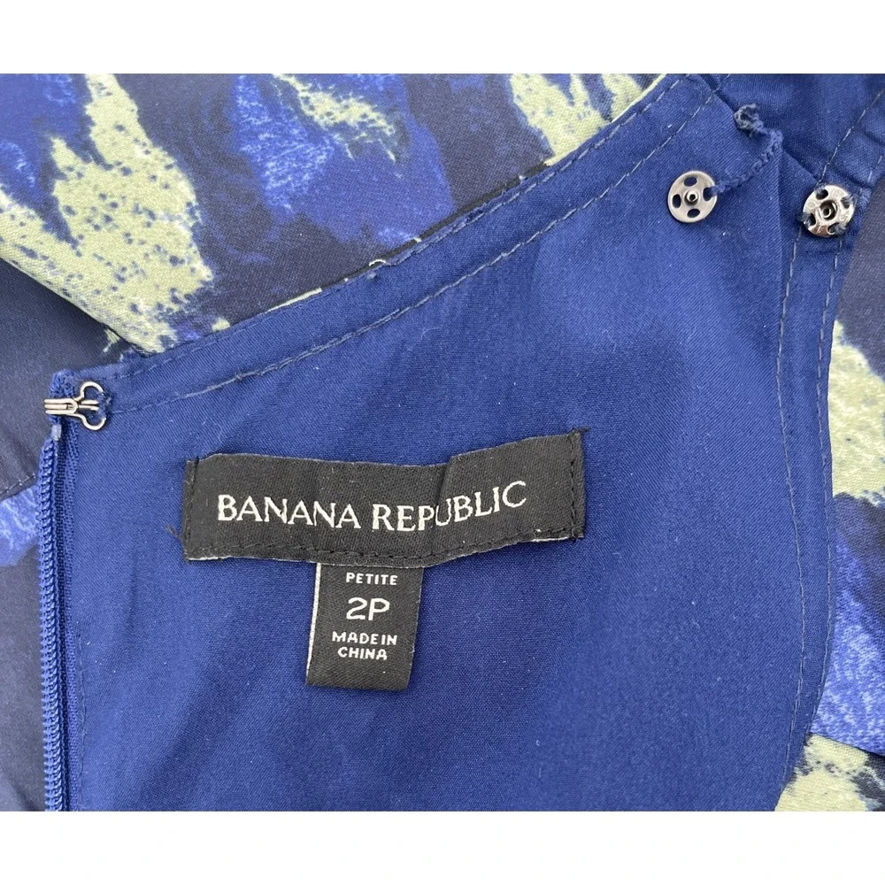 Banana Republic Fit&Flare Satin Maxi Floral Dress Blue Green Wedding Guest Sz 2P